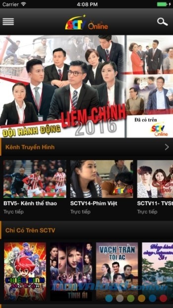 Ứng dụng cung cấp dịch vụ xem TV trực tuyến