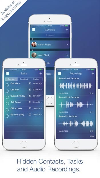 Ẩn danh bạ, tác vụ và ghi âm