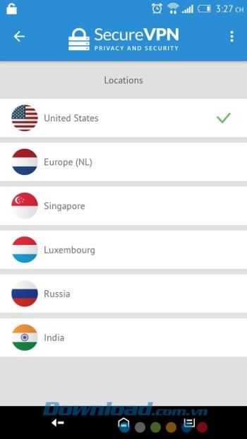 SecureVPN hỗ trợ đổi địa chỉ IP sang nhiều quốc gia