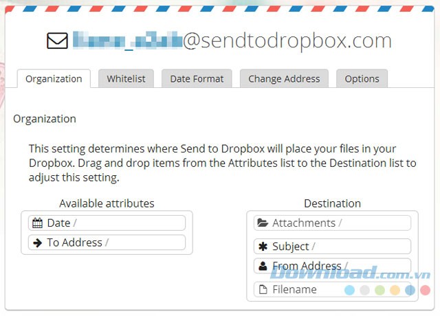 Giao diện Send to Dropbox