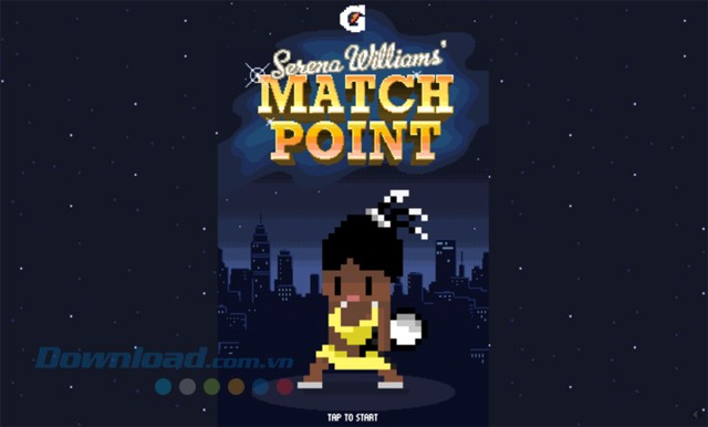 Giao diện xuất hiện lúc bắt đầu chơi web game quần vợt Serena Match Point