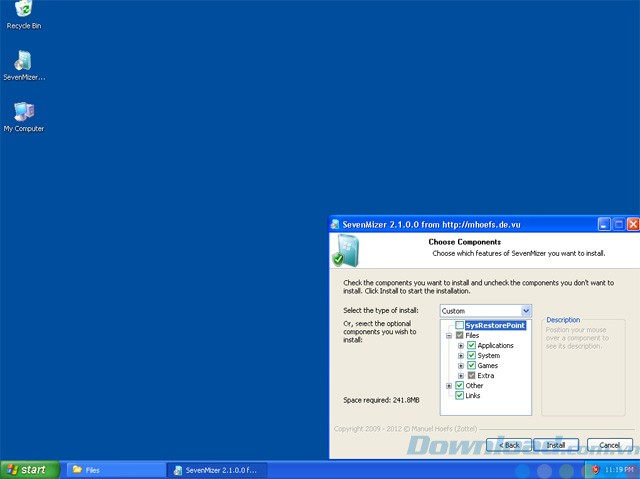 Giao diện của SevenMizer