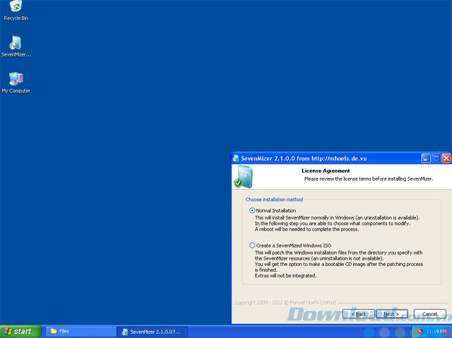 Tùy chọn cài đặt SevenMizer