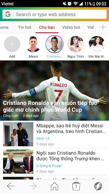Lướt web với SFive Browser cho Android