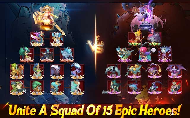 Thành lập một đội gồm 15 anh hùng mạnh mẽ để cứu vương quốc trong game Shadow Soul: RPG Dungeon Raid
