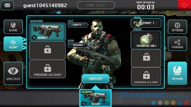 Trang bị vũ khí hiện đại cho nhân vật