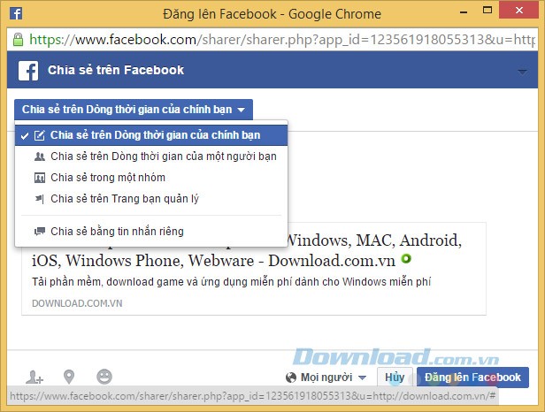 Các lựa chọn chia sẻ