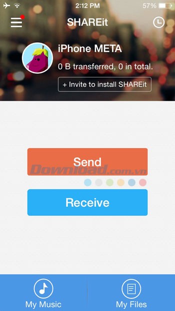 Màn hình chính của SHAREit