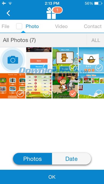 Chọn file để chia sẻ