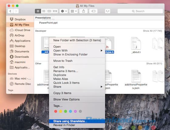 Các bước chia sẻ file nhanh chóng với ShareMate cho Mac