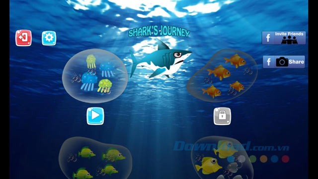 Giao diện chính của game Shark Journey