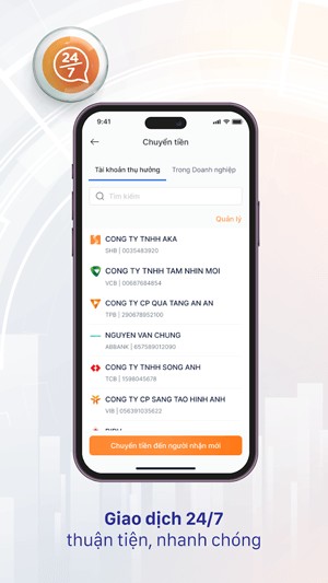 Giai dịch 24/7 thuận tiện
