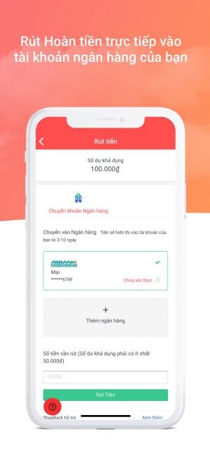 Rút tiền hoàn trả về tài khoảng nhân hàng khi đạt mức tối thiểu