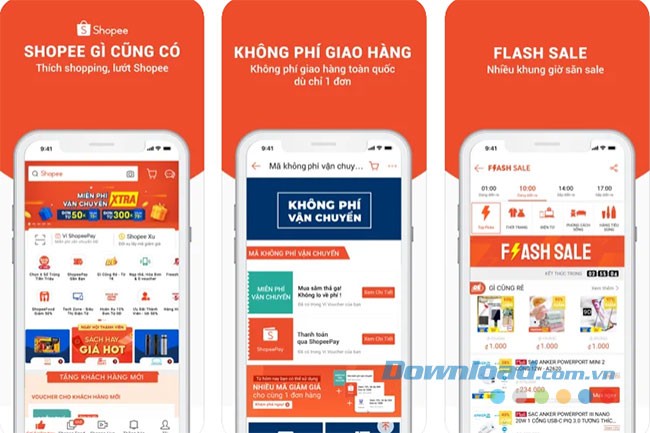 Giao diện ứng dụng Shopee
