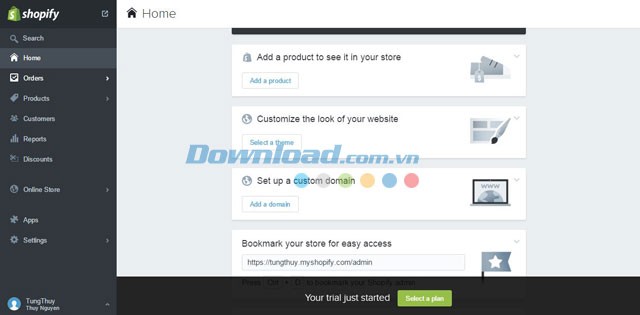 Bảng điều khiển cửa hàng
