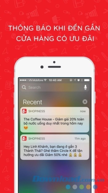 Thông báo khi đến gần cửa hàng có ưu đãi