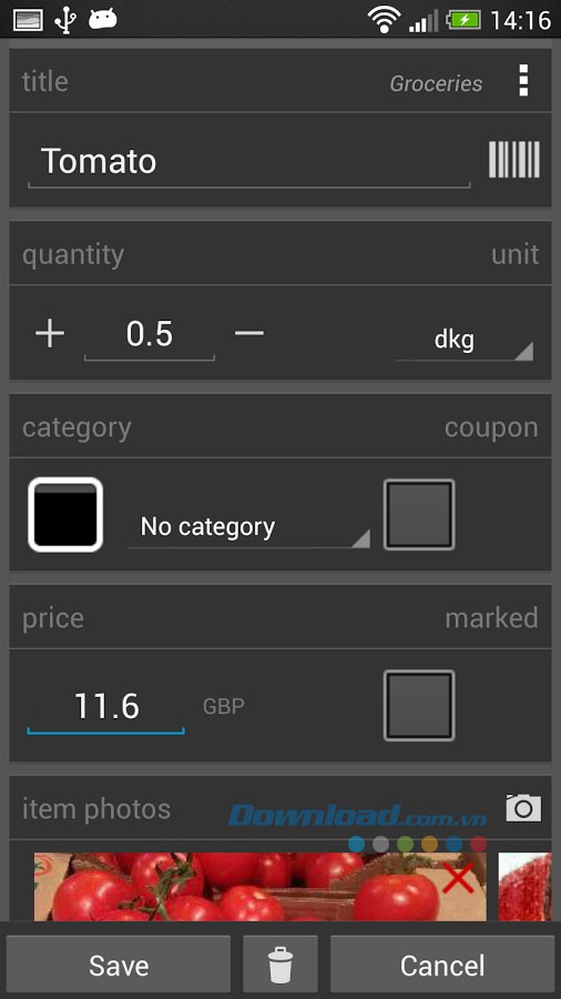 Shopping list for Android