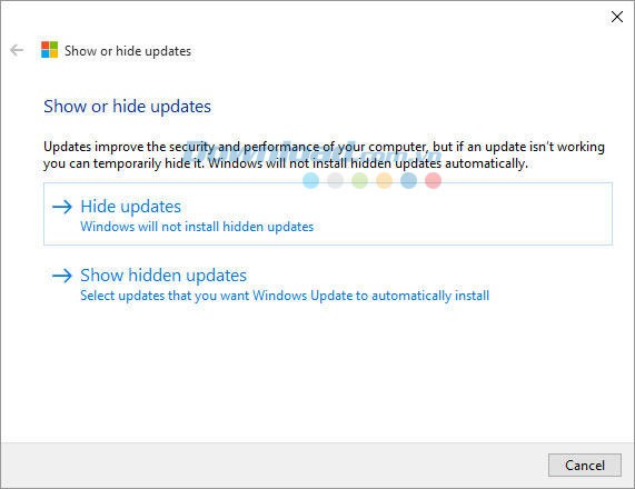 Show or hide updates