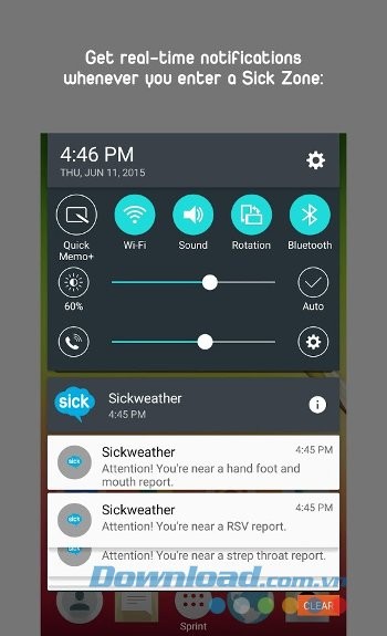 Nhận thông báo trong thời gian thực với Sickweather