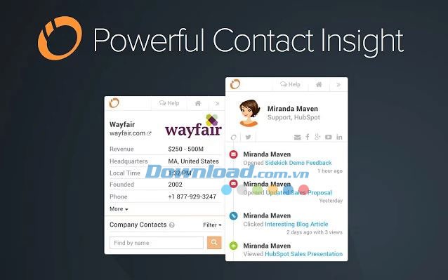 Sidekick cũng cung cấp những thông tin chi tiết về người nhận email
