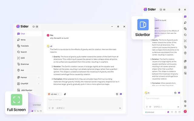 Sider AI cung cấp hỗ trợ theo thời gian thực cho nhiều tác vụ khác nhau