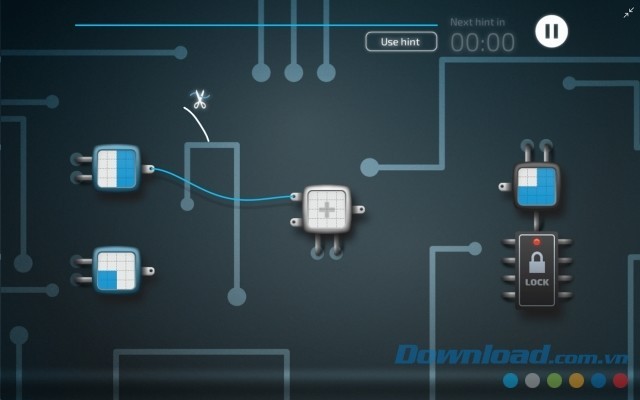 Tìm cách kết nối các phần tử mạch điện trong game giải đố Signals Lockdown cho máy tính