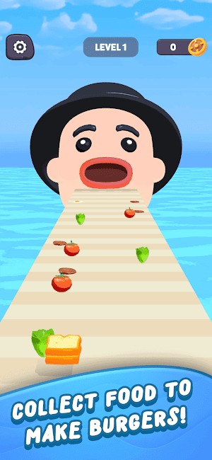 Thu thập các thực phẩm để làm bánh mì kẹp thịt trong game Silly Sandwich Dash