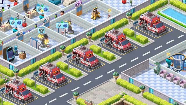 Liên tục mở rộng các nâng cấp và khu vực mới khi tiến bộ trong Sim Hospital game