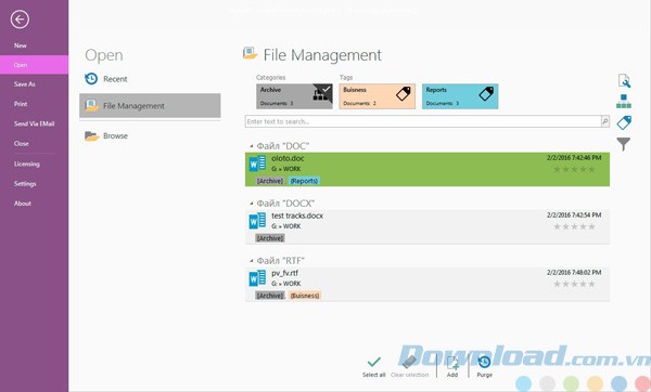 Menu quản lý file của Simple Forms