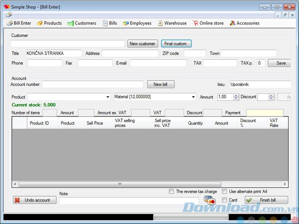 Tạo hóa đơn mới