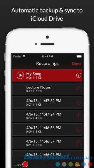 Đồng bộ file ghi âm trên đám mây