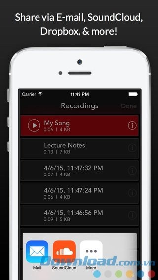 Chia sẻ file ghi âm