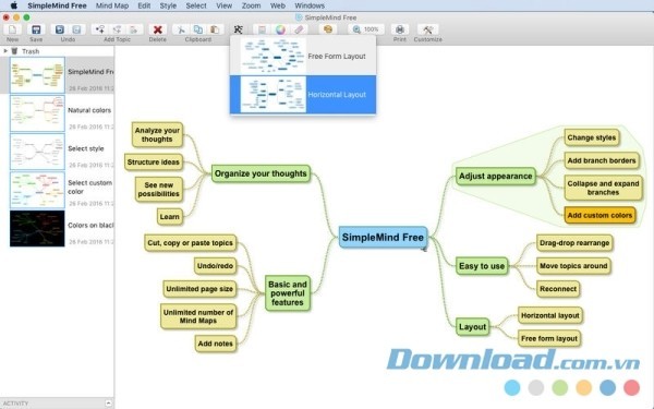 SimpleMind Free cho Mac mang tới nhiều chức năng vẽ Mind Map nhanh nhất có thể