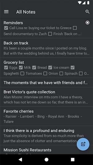 Simplenote có giao diện tối để bảo vệ mắt