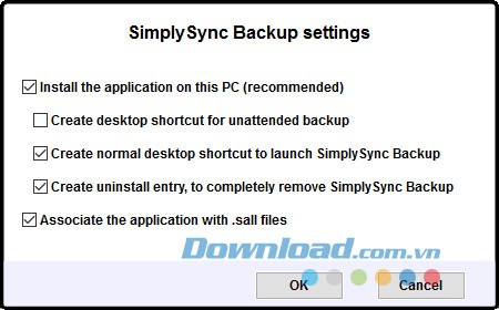 Cấu hình phần mềm sao lưu dữ liệu SimplySync Backup