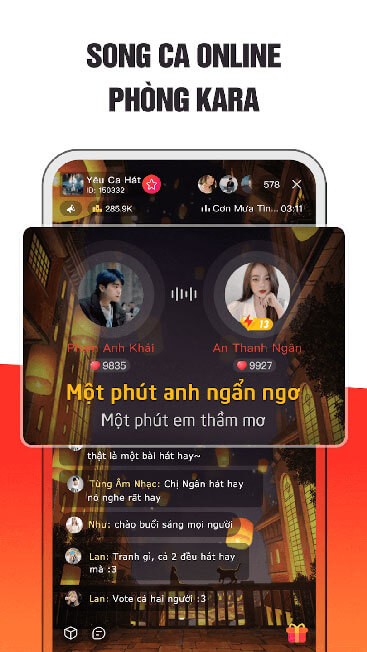 Song ca online cùng phong karaoke.