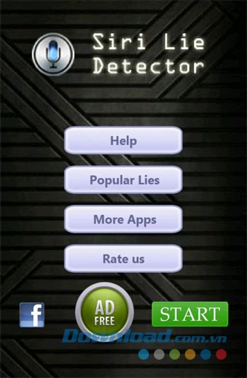 Giao diện sử dụng của ứng dụng Siri Lie Detector