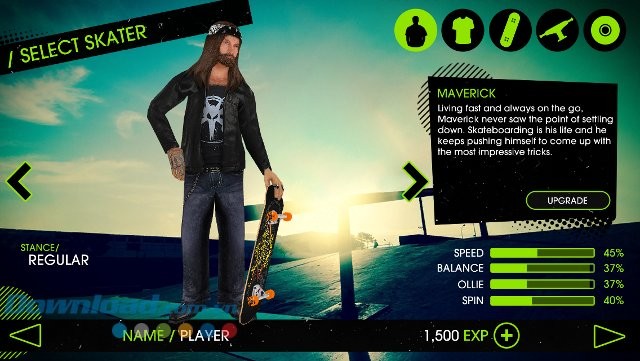 Nâng cấp nhân vật trong game Skateboard Party 2 Lite