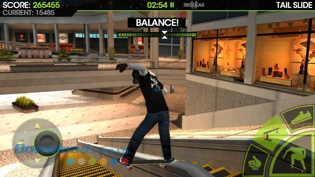 Điều khiển nhân vật lướt ván qua nhiều khu vực trong game Skateboard Party 2 Lite