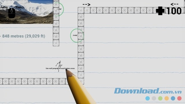 Thực hiện các cú nhảy bật tường điêu luyện trong game người chạy mới Sketch! Run! cho máy tính và Linux