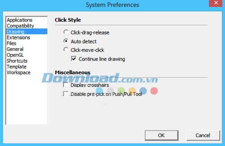 Cài đặt trong Drawing