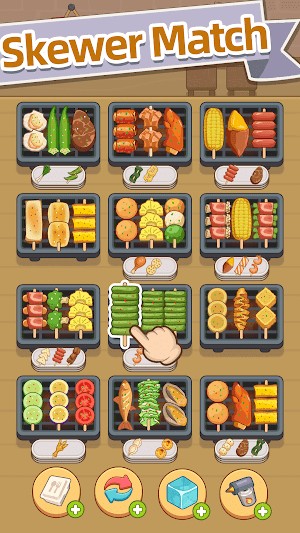 Ghép các xiên theo cơ chế match-3 để loại chúng khỏi màn chơi