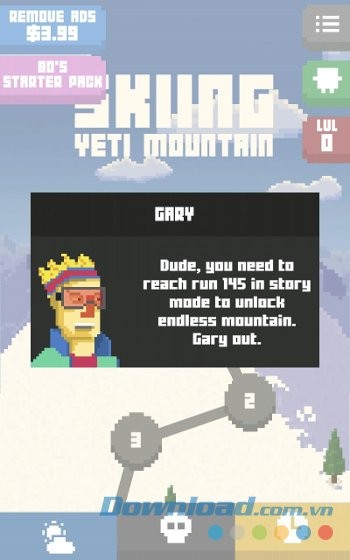 Chế độ chơi Endless của game Skiing Yeti Mountain
