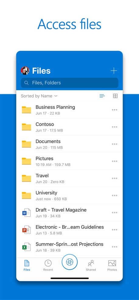 Microsoft OneDrive cho iOS giúp truy cập file nhanh
