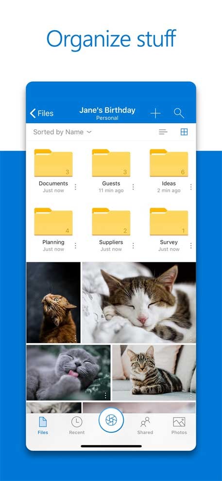 Microsoft OneDrive cho iOS sắp xếp file gọn gàng