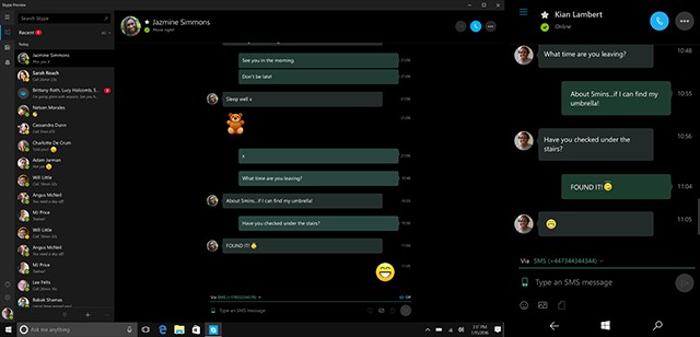 Giao diện Skype Preview