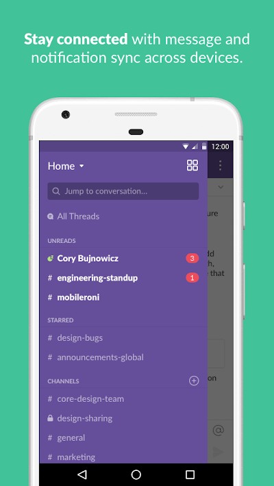Giao diện Menu quản lý trên Slack