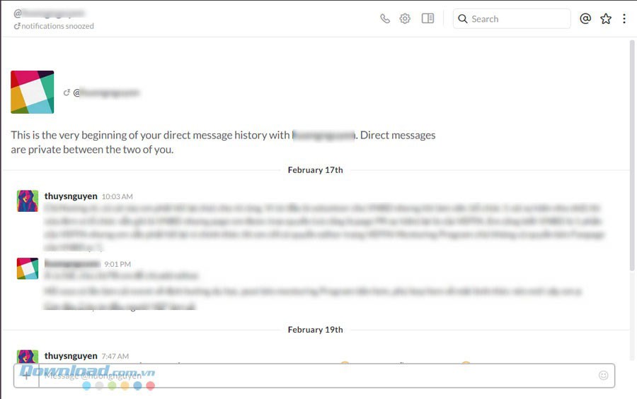 Giao diện chat riêng tư của ứng dụng