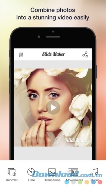 Ứng dụng tạo video hình ảnh độc đáo Slide Maker cho iOS