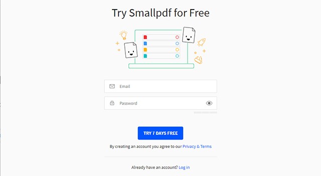 Đăng ký sử dụng Small PDF hoàn toàn miễn phí